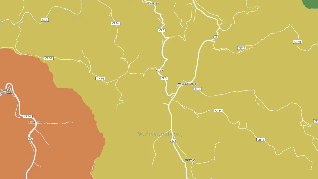 Hacker Valley, WV Map of Theft Rates