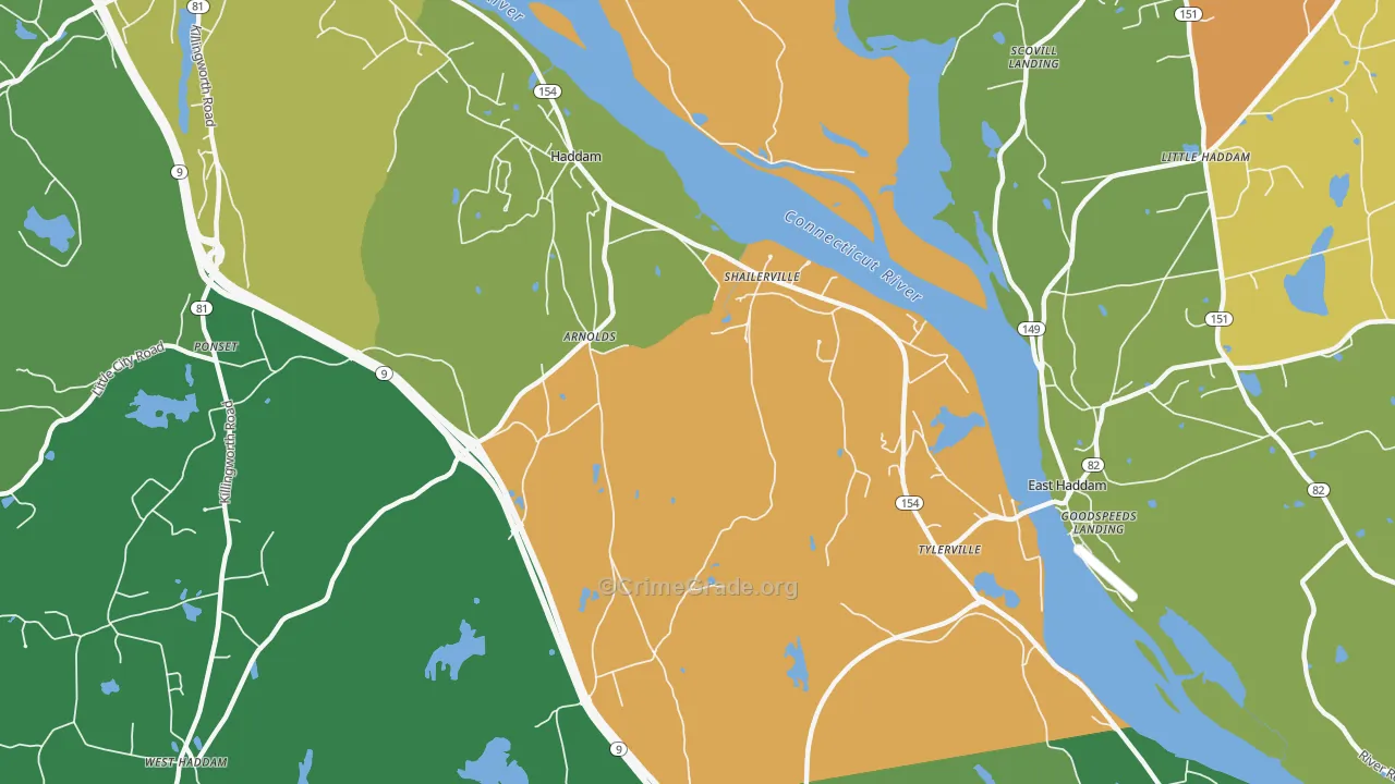Haddam, CT Map of Theft Rates