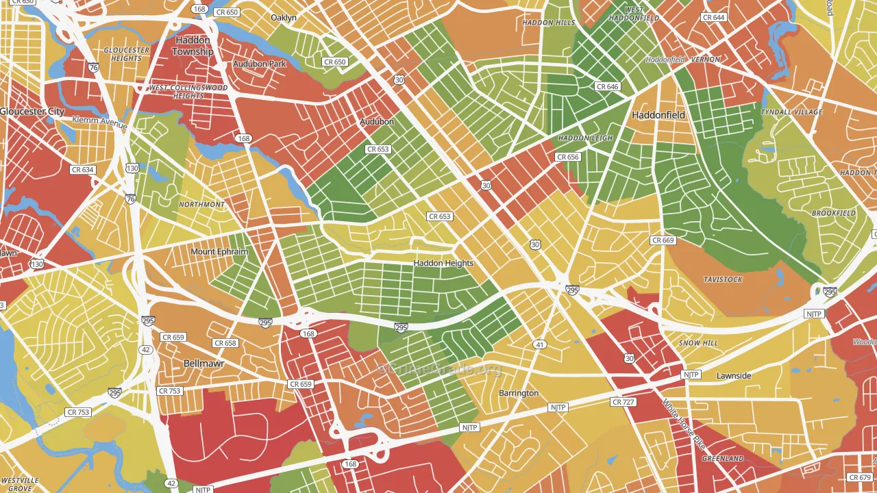 Haddon Heights, NJ Map of Theft Rates