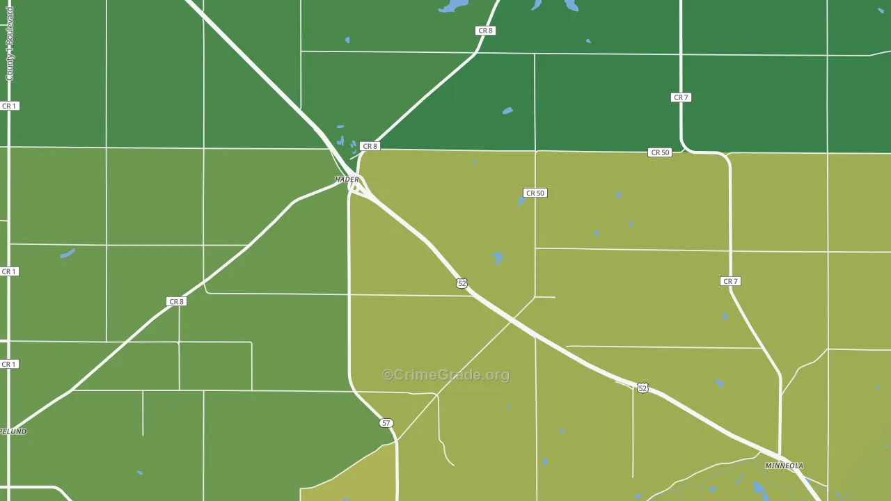 Hader, MN Map of Theft Rates
