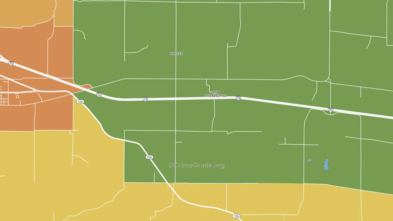 Hadley, IL Map of Theft Rates