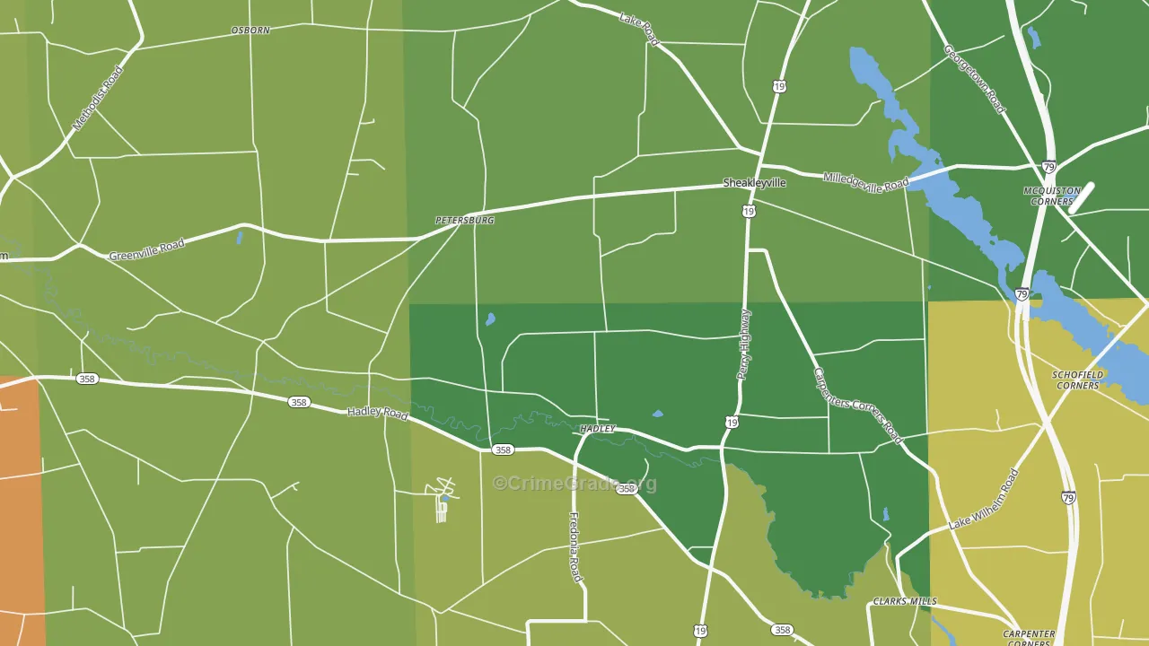 Hadley, PA Map of Theft Rates