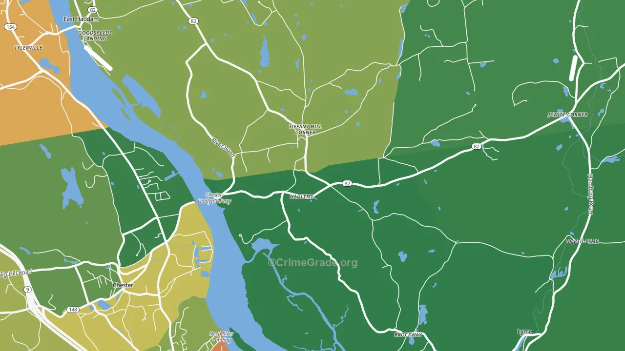 Hadlyme, CT Map of Theft Rates