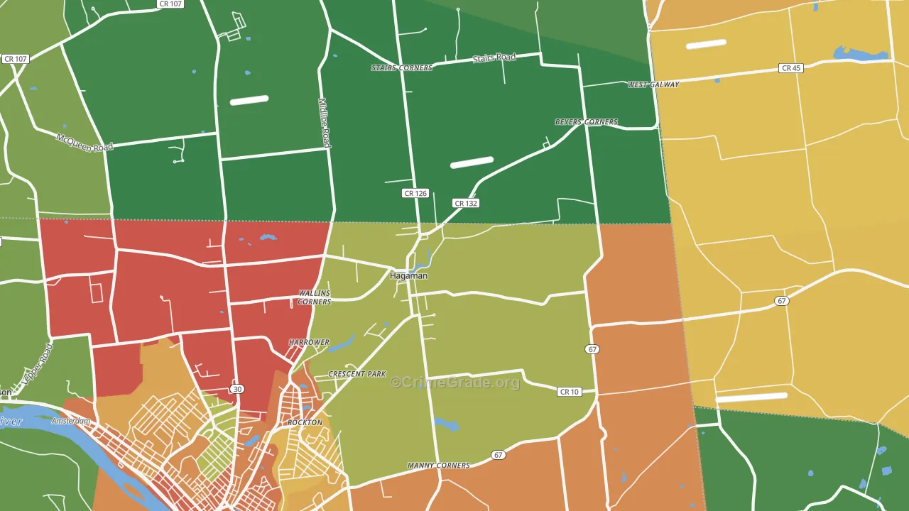 Hagaman, NY Map of Theft Rates