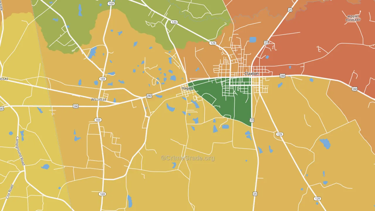 Hagan, GA Map of Theft Rates