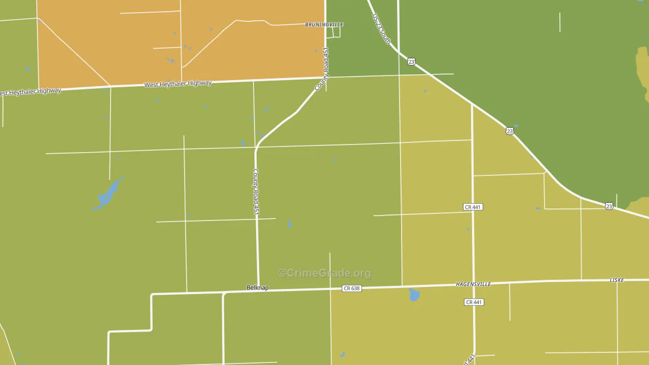 Hagensville, MI Map of Theft Rates