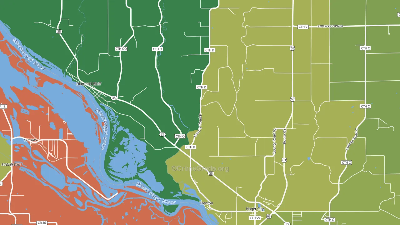 Hager City, WI Map of Theft Rates