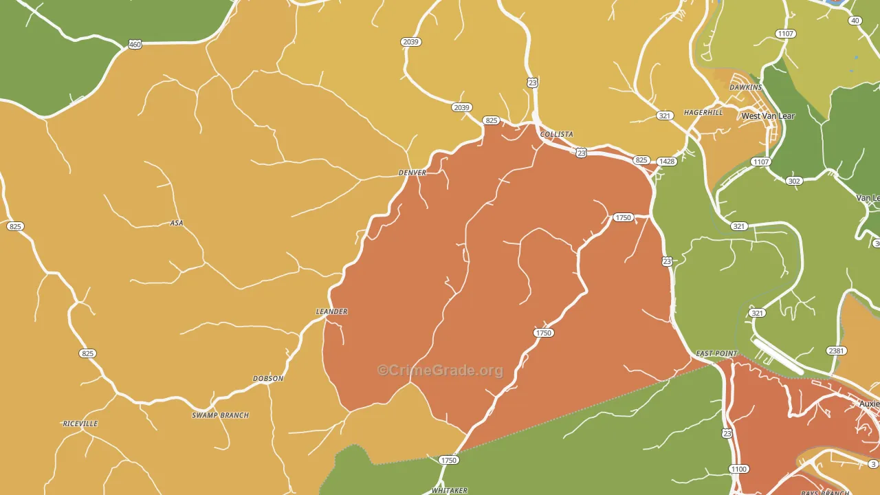 Hagerhill, KY Map of Theft Rates