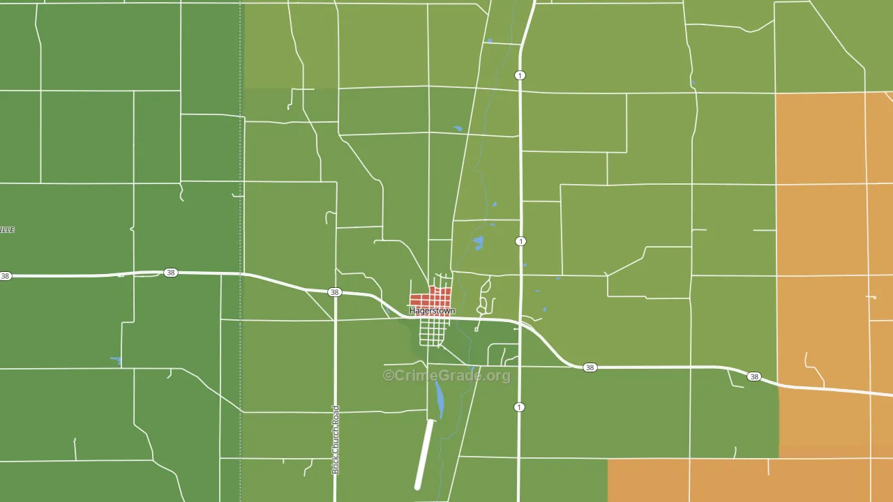 Hagerstown, IN Map of Theft Rates