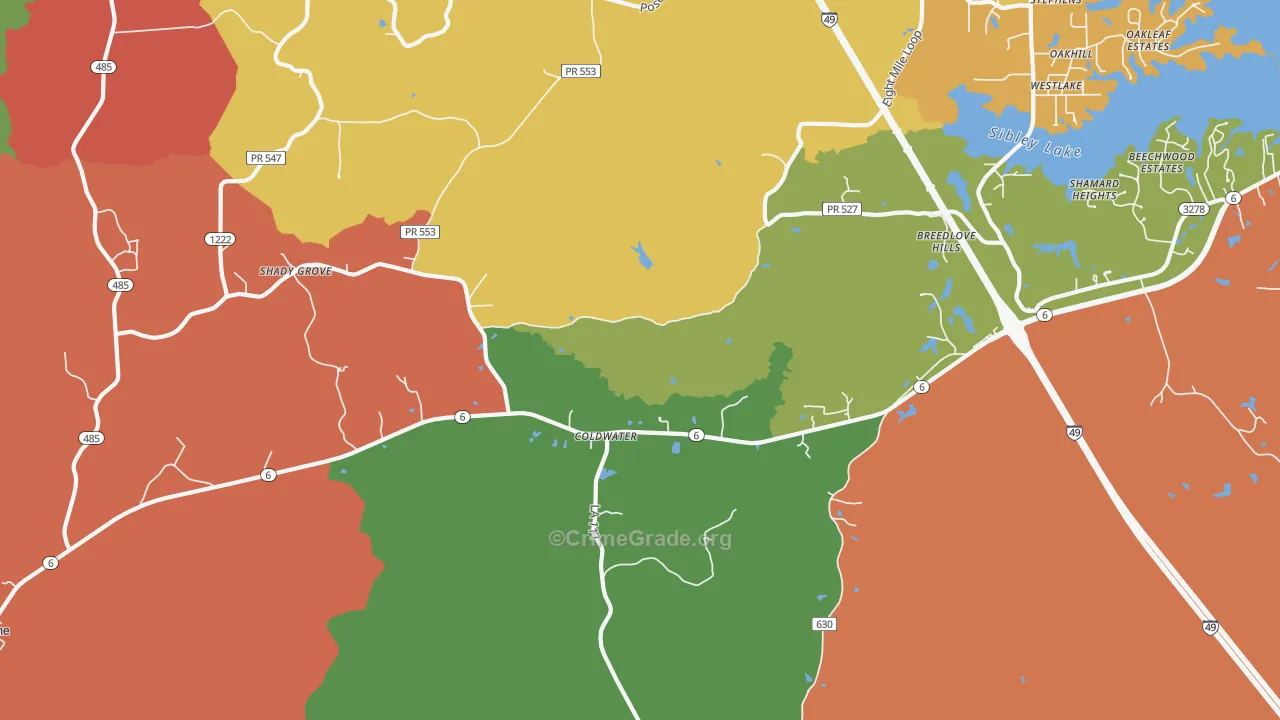 Hagewood, LA Map of Theft Rates