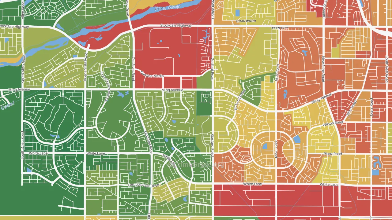 Haggin Oaks, Bakersfield, CA Map of Theft Rates
