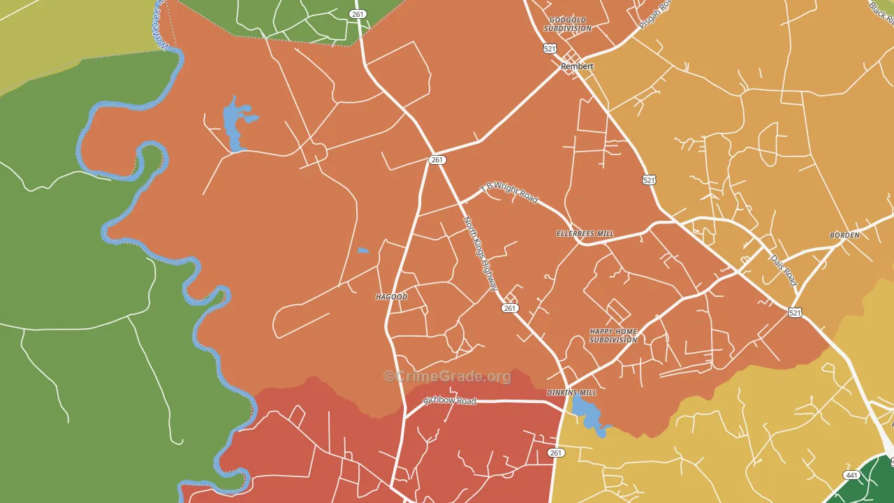 Hagood, SC Map of Theft Rates