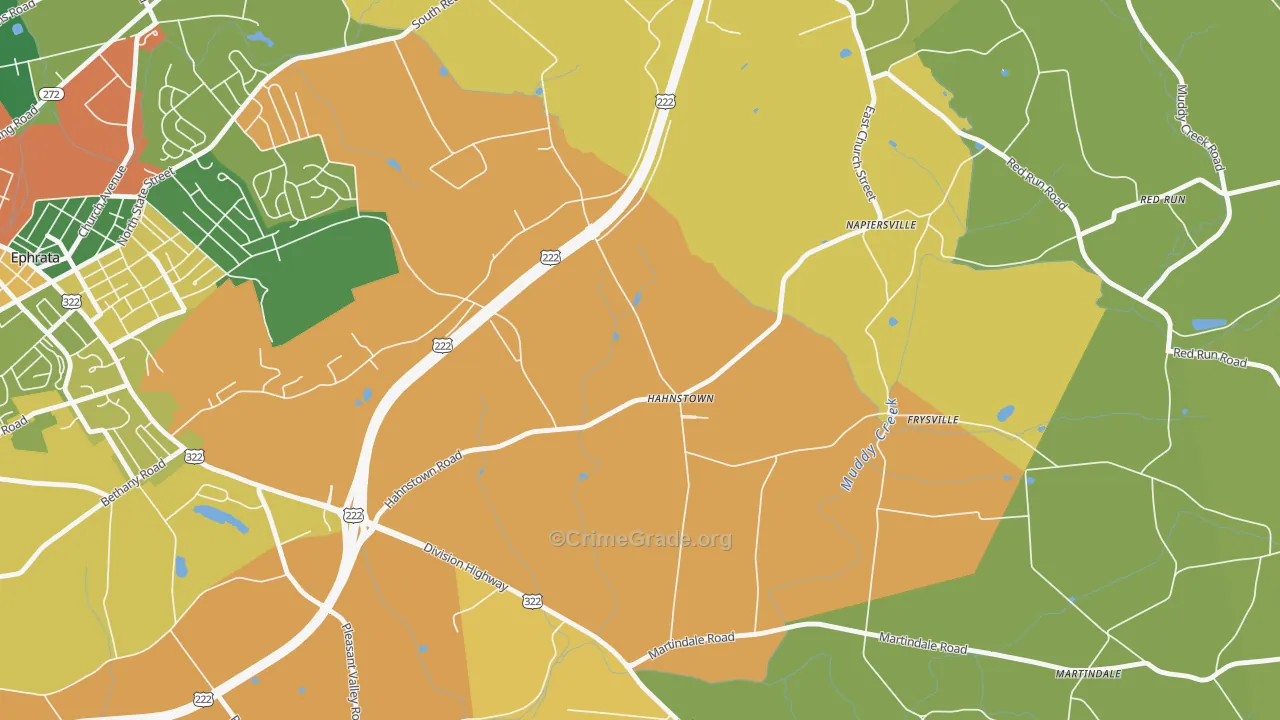 Hahnstown, PA Map of Theft Rates
