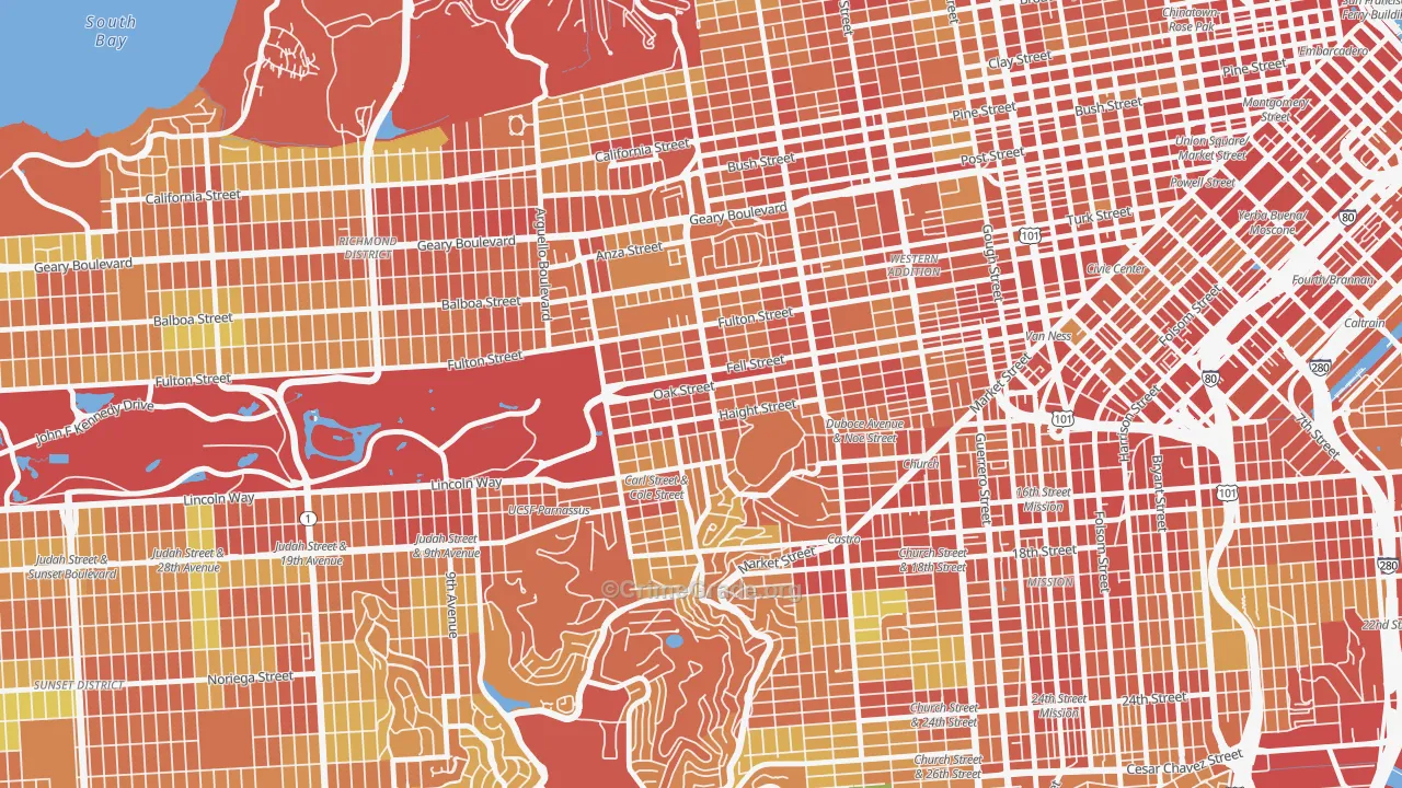 Haight-Ashbury, San Francisco, CA Map of Theft Rates