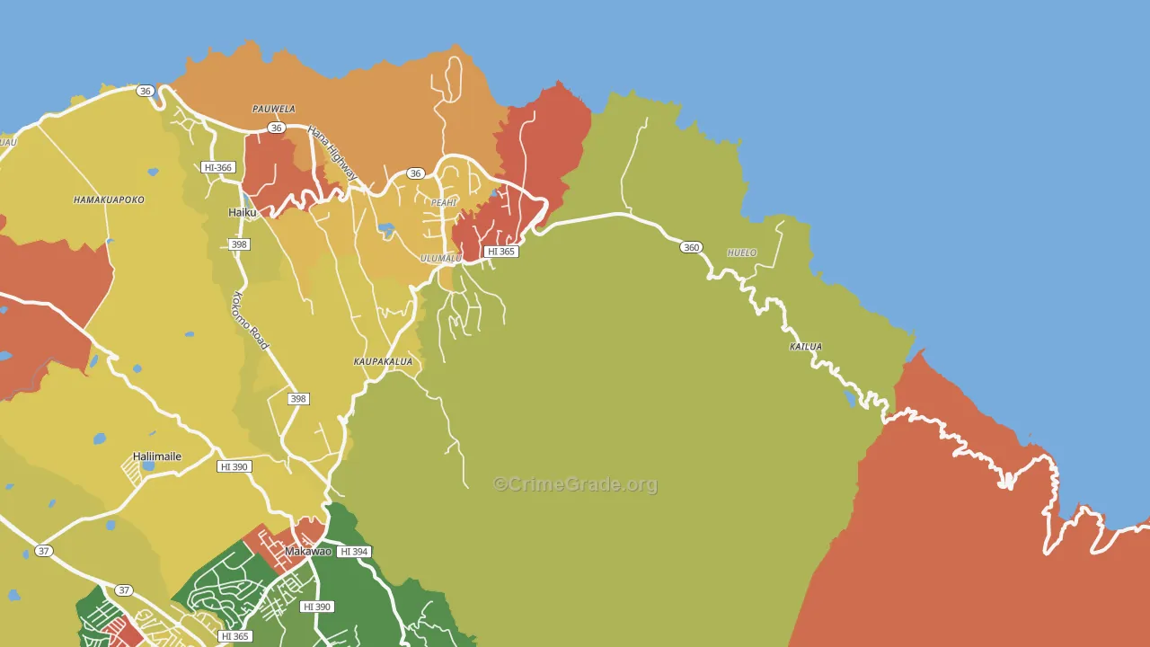 Haiku, HI Map of Theft Rates