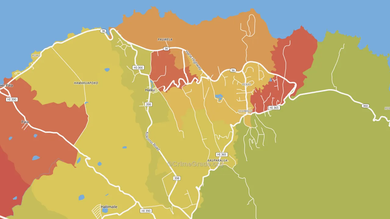 Haiku-Pauwela, HI Map of Theft Rates