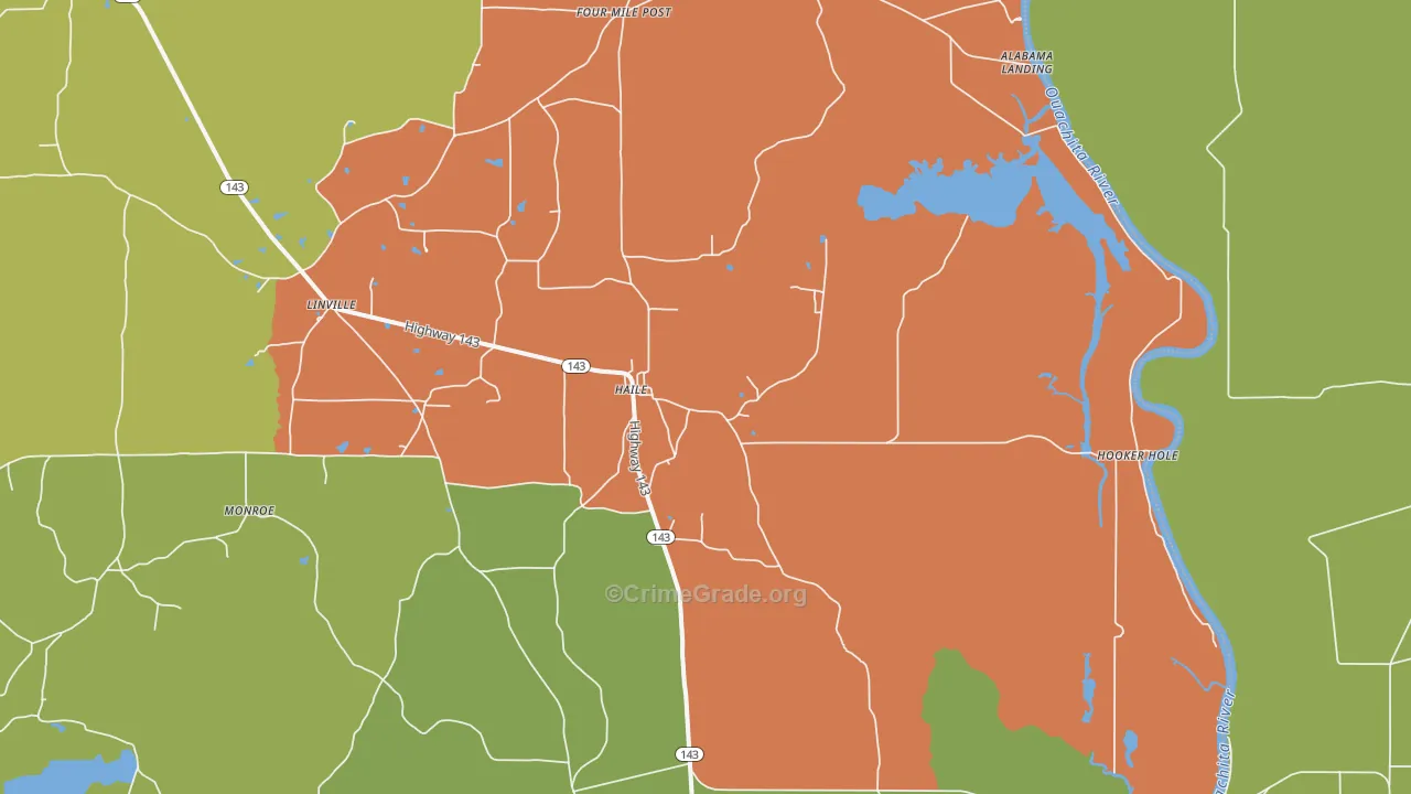 Haile, LA Map of Theft Rates