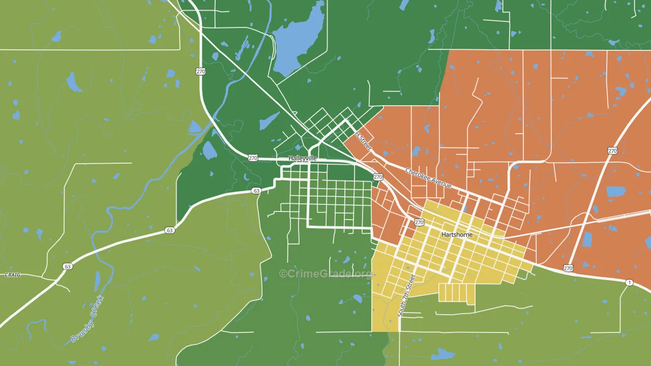 Haileyville, OK Map of Theft Rates