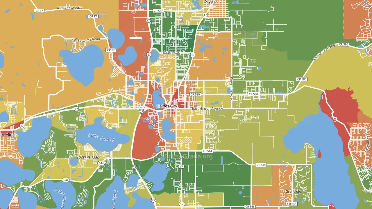 Haines City, FL Map of Theft Rates