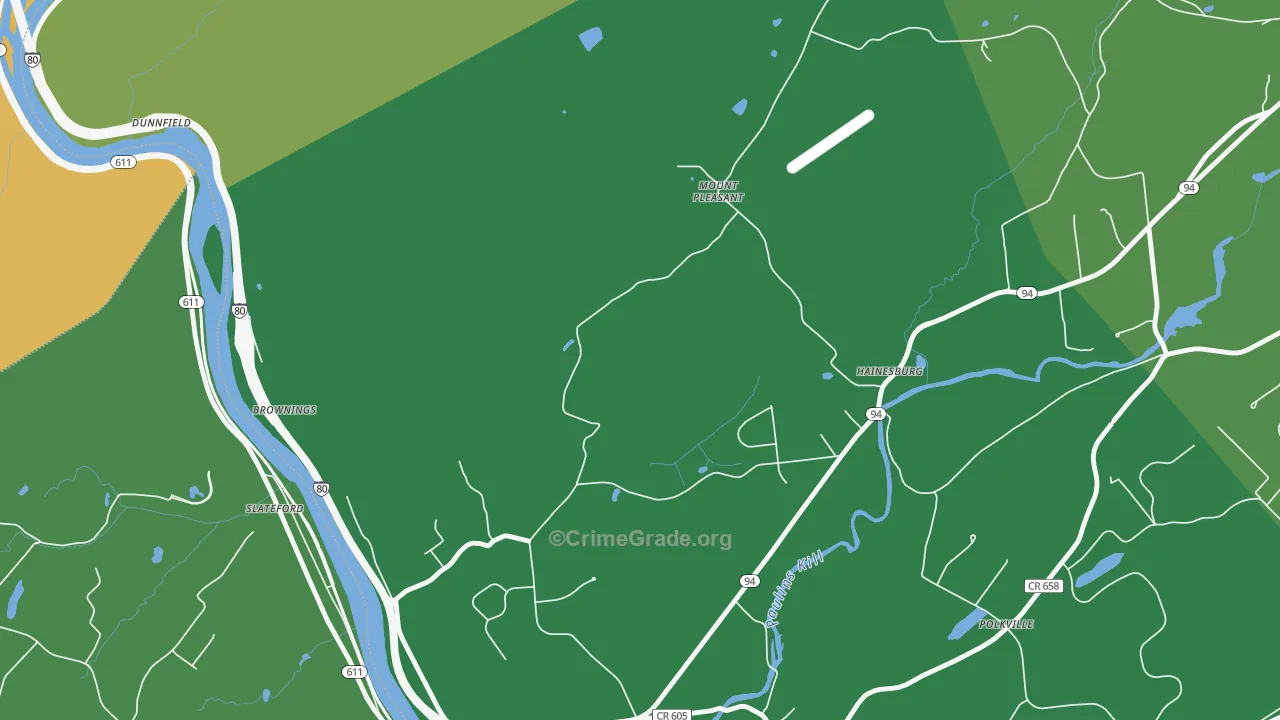 Hainesburg, NJ Map of Theft Rates
