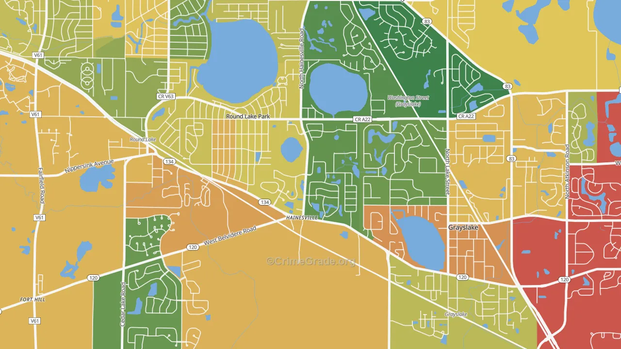 Hainesville, IL Map of Theft Rates