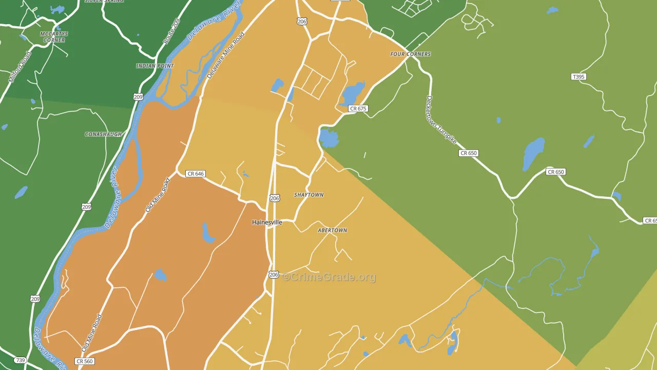 Hainesville, NJ Map of Theft Rates