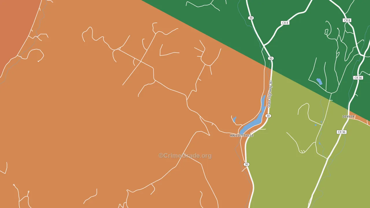 Halcottsville, NY Map of Theft Rates