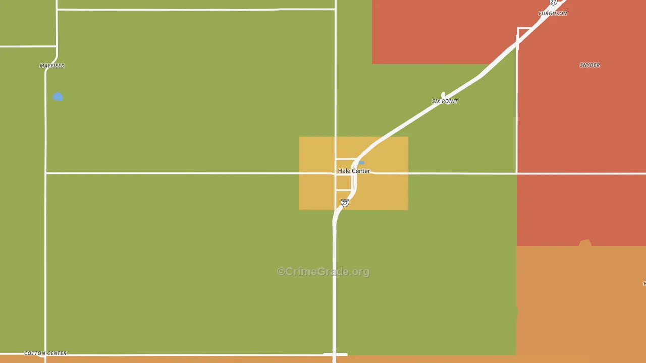 Hale Center, TX Map of Theft Rates