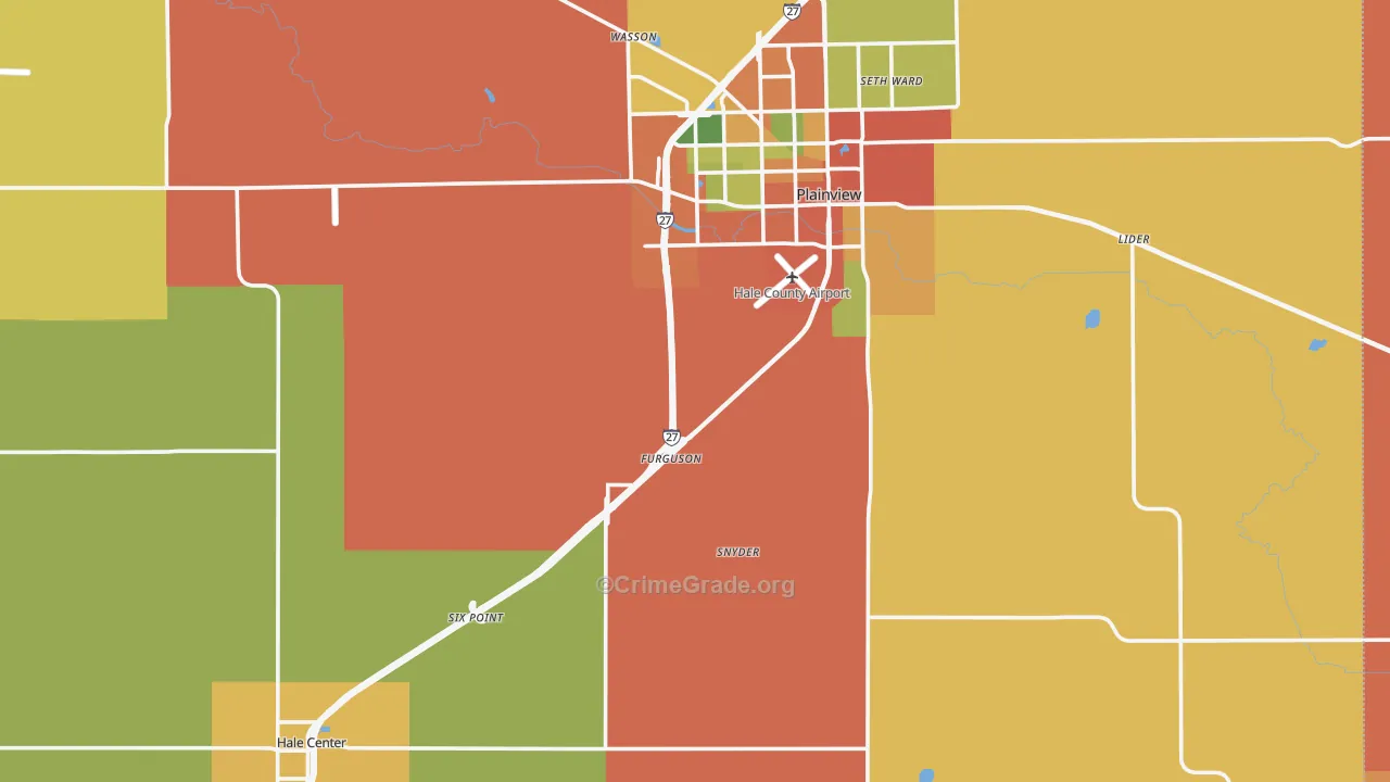 Hale County, TX Map of Theft Rates