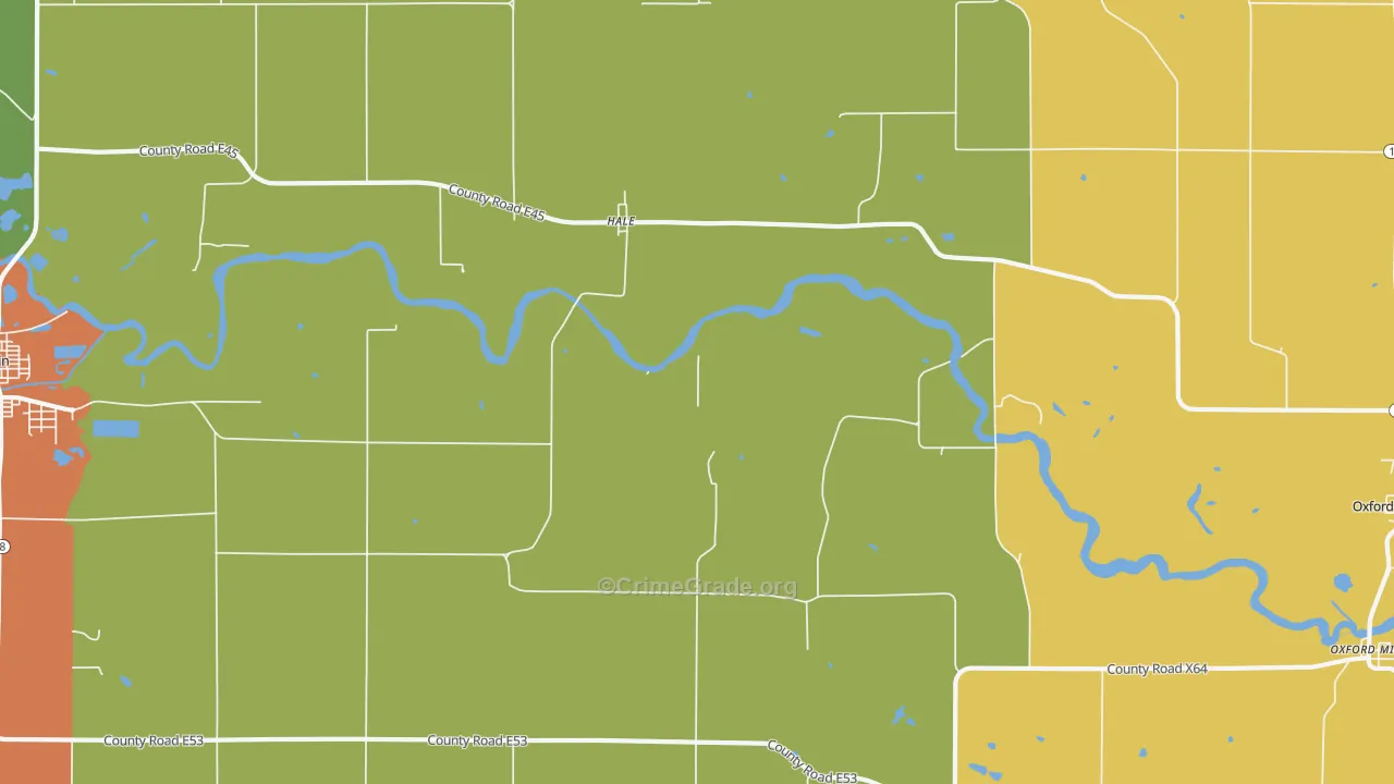 Hale, IA Map of Theft Rates