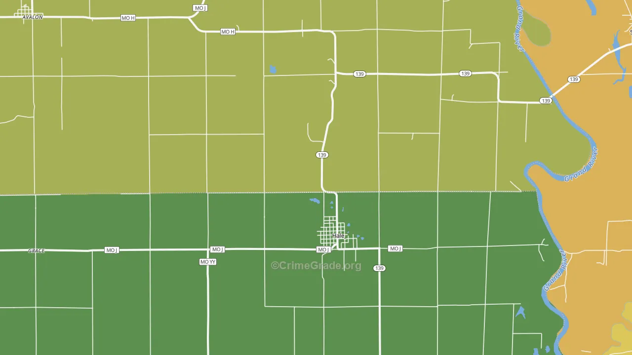 Hale, MO Map of Theft Rates