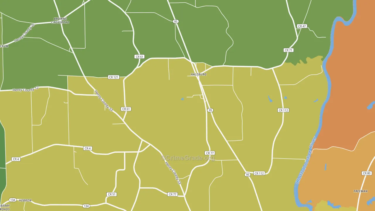 Haleburg, AL Map of Theft Rates