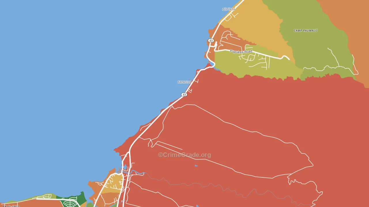 Haleiwa, HI Map of Theft Rates