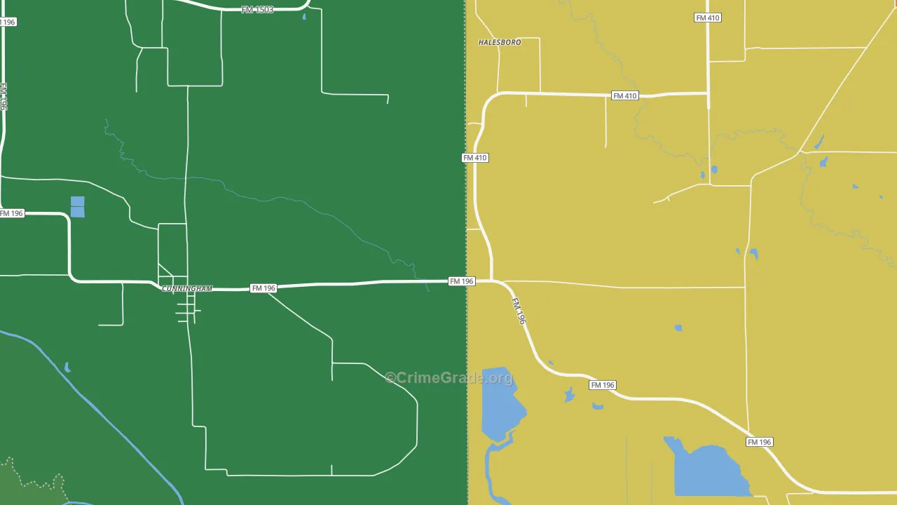 Halesboro, TX Map of Theft Rates