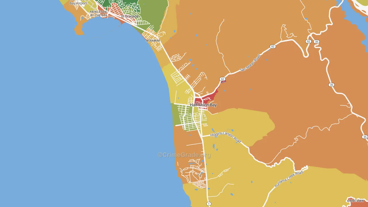 Half Moon Bay, CA Map of Theft Rates