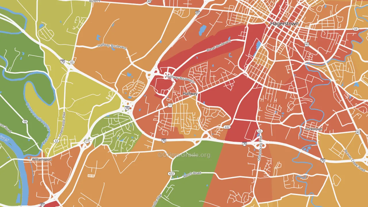 Halfway, MD Map of Theft Rates