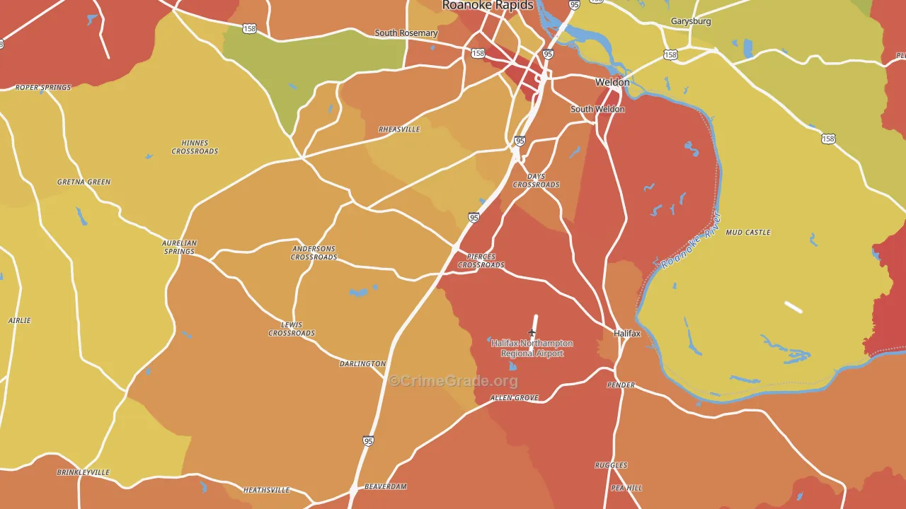 Halifax County, NC Map of Theft Rates