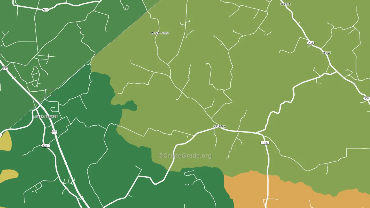 Halifax, KY Map of Theft Rates