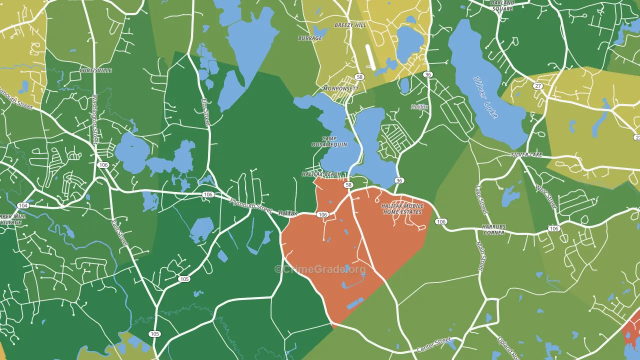 Halifax, MA Map of Theft Rates