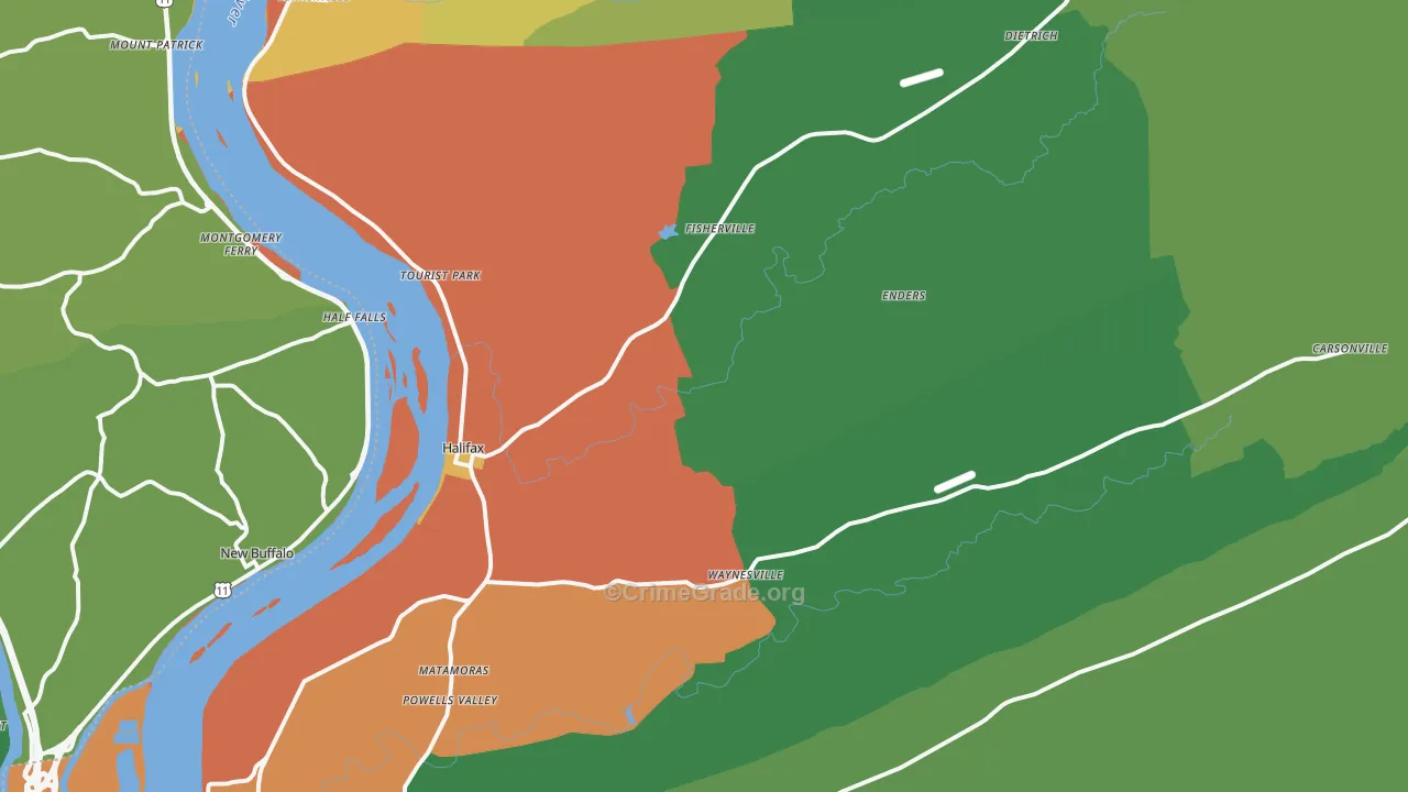 Halifax, PA Map of Theft Rates