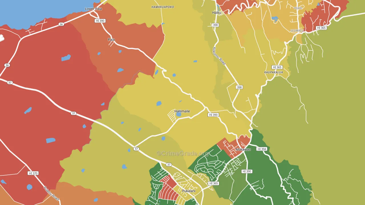 Haliimaile, HI Map of Theft Rates