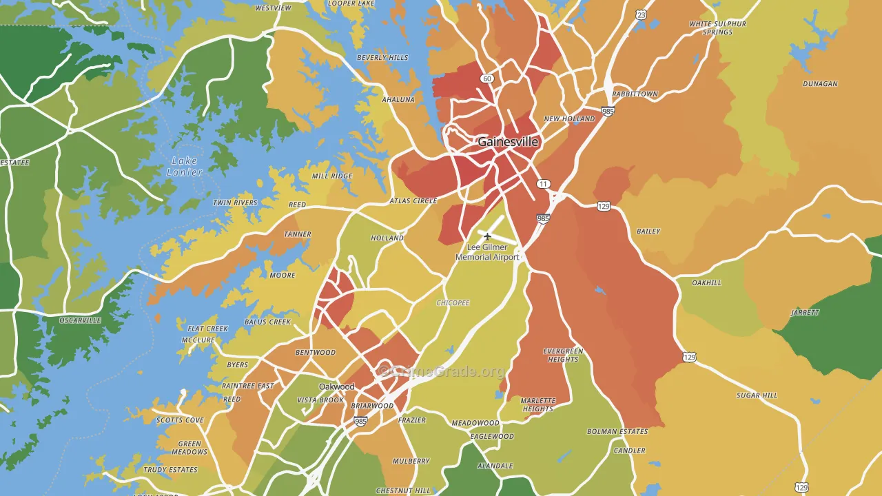 Hall County, GA Map of Theft Rates