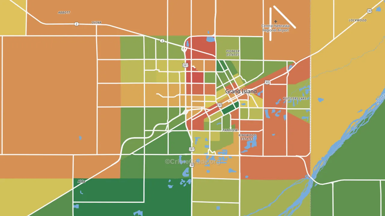Hall County, NE Map of Theft Rates
