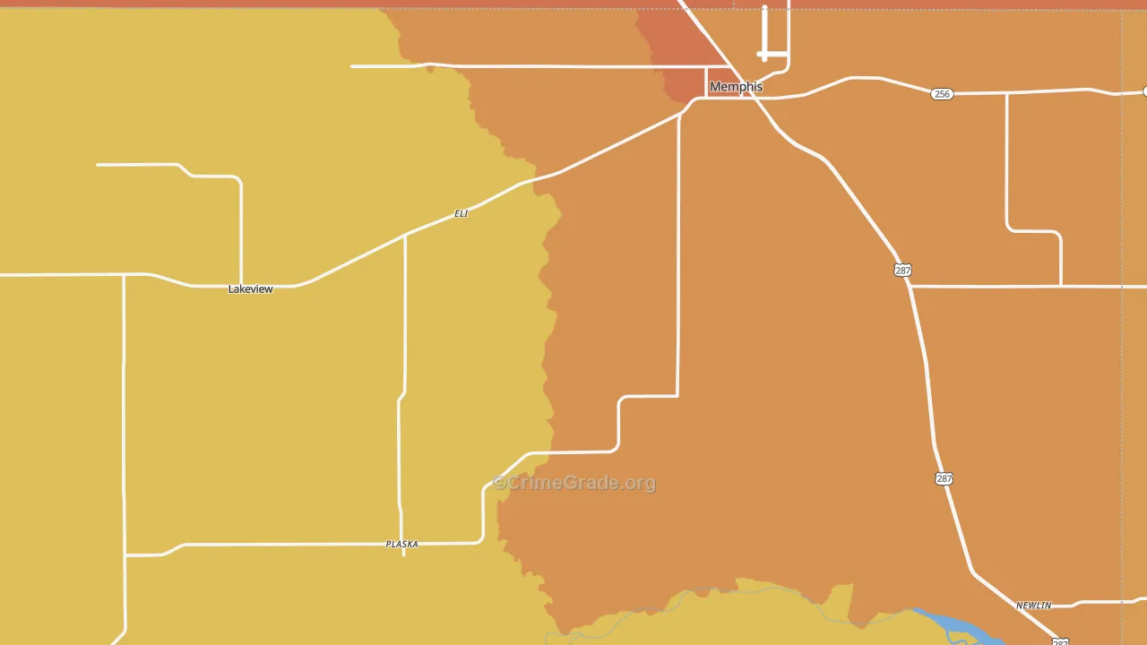 Hall County, TX Map of Theft Rates