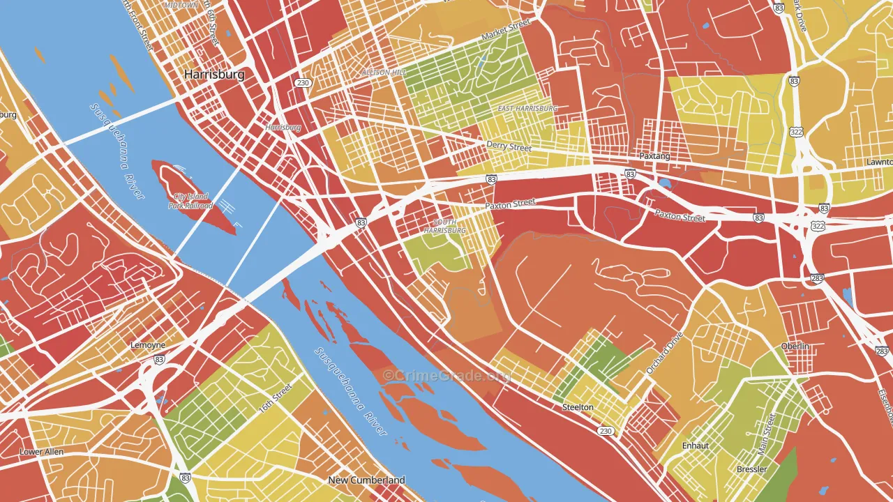 Hall Manor, Harrisburg, PA Map of Theft Rates