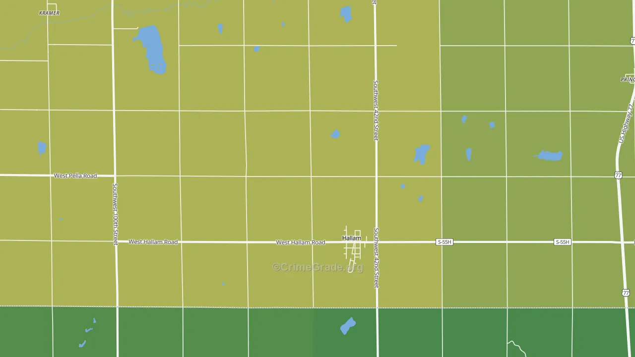 Hallam, NE Map of Theft Rates