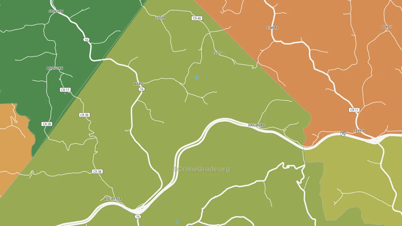 Hallburg, WV Map of Theft Rates