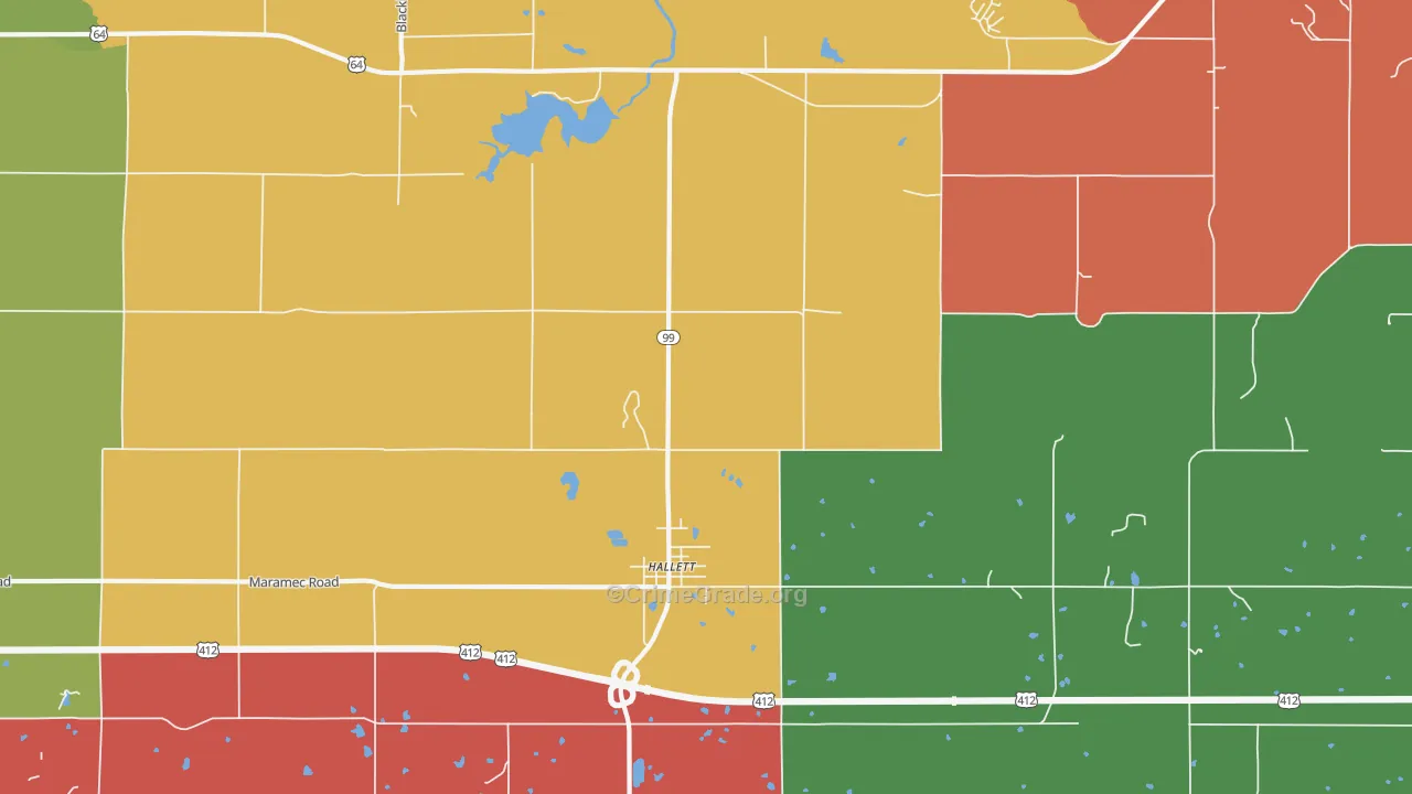 Hallett, OK Map of Theft Rates