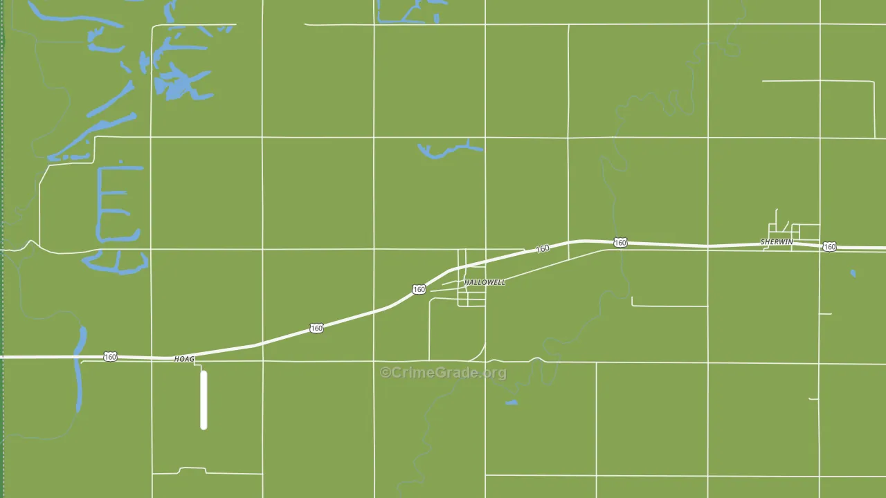 Hallowell, KS Map of Theft Rates