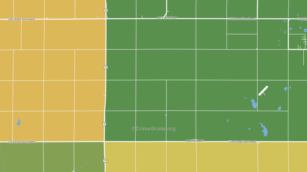 Halls Summit, KS Map of Theft Rates